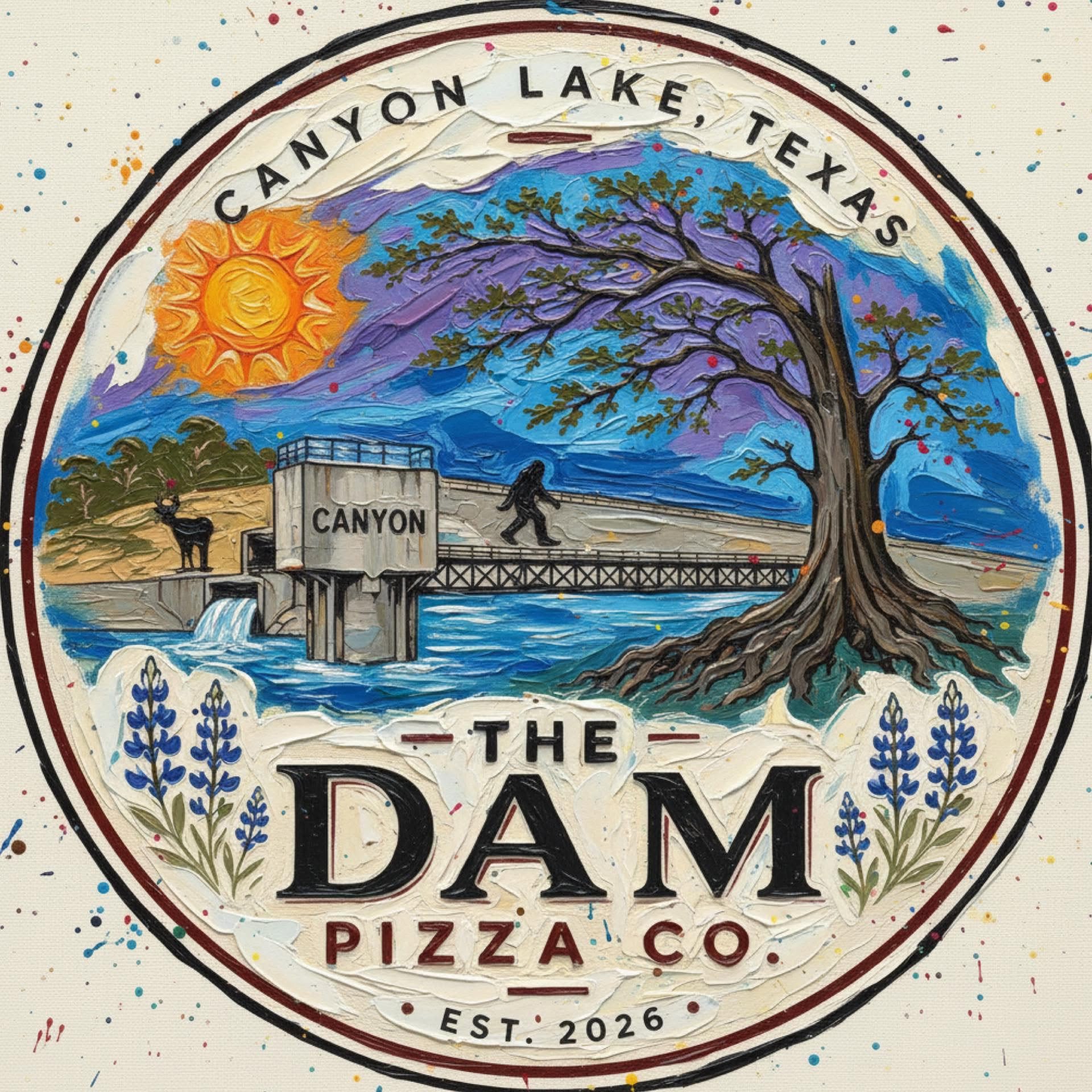 Painted version of The Dam Pizza Co. logo